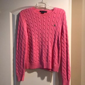 Pink and green cable knit Ralph Lauren Sweater